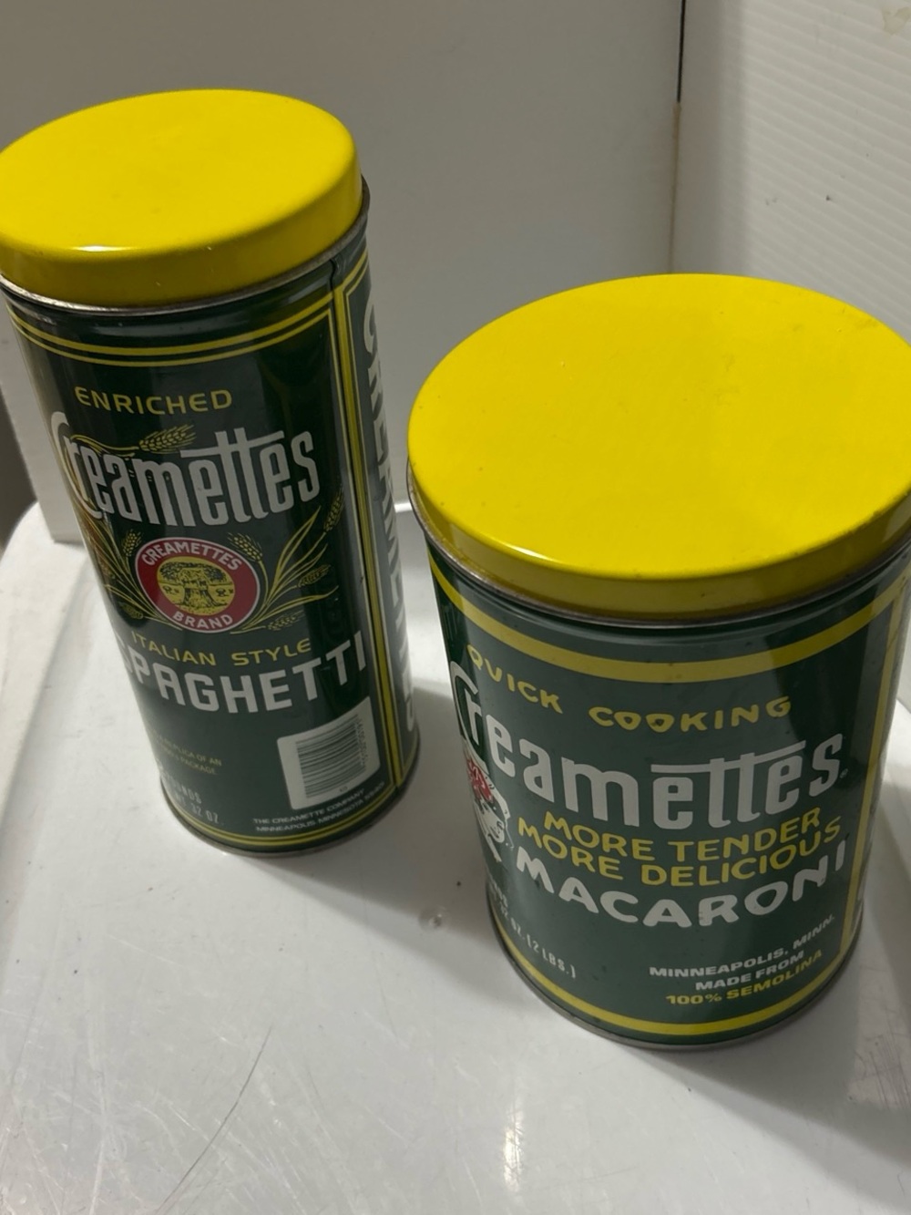 Yellow-Top Green Pasta Storage Canister - Set of 2